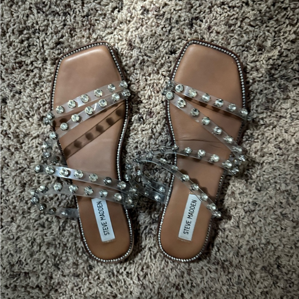Steve Madden Brown and Silver Studded Sandals